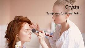  Presentation with bride and groom at wedding - PPT layouts with makeup bride before the wedding background and a  colored foreground