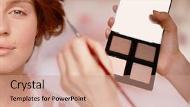  Presentation with bride - Theme enhanced with makeup bride before the wedding background and a coral colored foreground