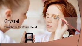  Presentation with bride - Slides enhanced with makeup bride before the wedding background and a coral colored foreground