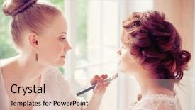  Presentation with bride - Audience pleasing theme consisting of makeup bride before the wedding backdrop and a  colored foreground