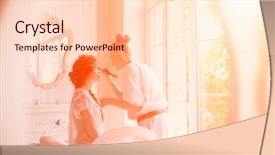  Presentation with bride and groom at wedding - PPT theme enhanced with makeup bride on the wedding background and a  colored foreground