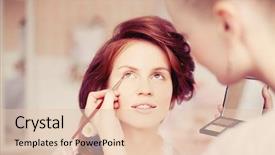  Presentation with bride and groom at wedding - PPT theme with makeup bride on the wedding background and a  colored foreground