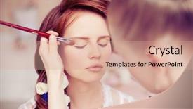  Presentation with bride - Cool new slides with makeup bride on the wedding backdrop and a coral colored foreground