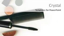  Presentation with cosmetics - Beautiful presentation design featuring makeup-brush-and-cosmetics backdrop and a white colored foreground