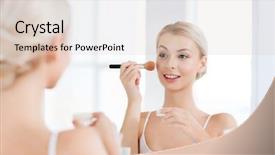  Presentation with beauty cosmetics - Slides enhanced with makeup brush and powder foundation background and a lemonade colored foreground