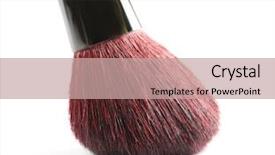  Presentation with makeup brush and cosmetics - PPT theme enhanced with makeup brush isolated on white background and a coral colored foreground
