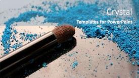  Presentation with eye shadow - Audience pleasing PPT theme consisting of makeup-brush-with-eye-shadow backdrop and a teal colored foreground