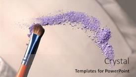  Presentation with eye shadow - Amazing theme having makeup brush with eye shadow on dark background backdrop and a soft green colored foreground