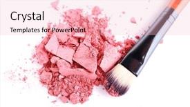  Presentation with brush - Presentation theme with makeup brushes - crushed eyeshadow with brush isolated background and a lemonade colored foreground