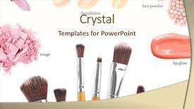  Presentation with brushes makeup - PPT theme featuring makeup brushes and cosmetics isolated on white background and a cream colored foreground