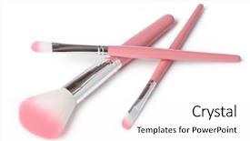  Presentation with brushes makeup - Slides with makeup brushes on a white background and a white colored foreground