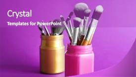  Presentation with brushes makeup - Beautiful PPT layouts featuring makeup brushes on color background backdrop and a purple colored foreground
