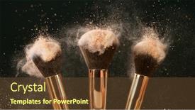  Presentation with brushes makeup - Presentation theme having makeup-brushes-touch-each background and a tawny brown colored foreground