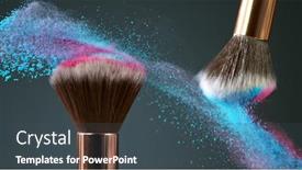  Presentation with brushes makeup - Beautiful presentation featuring makeup-brushes-touch-each backdrop and a ocean colored foreground