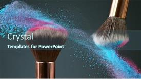  Presentation with brushes makeup - Presentation with makeup-brushes-touch-each background and a ocean colored foreground