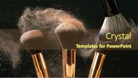  Presentation with brushes makeup - PPT theme having makeup-brushes-touch-each background and a tawny brown colored foreground