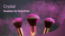  Presentation with brushes makeup - PPT theme with makeup-brushes-touch-each background and a violet colored foreground