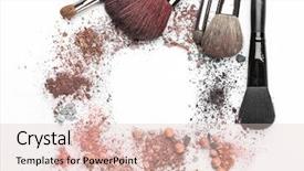  Presentation with brushes makeup - Slides consisting of makeup brushes with crushed cosmetic background and a lemonade colored foreground