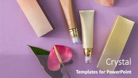  Presentation with makeup products - Slide deck enhanced with makeup-cosmetic-products-on-vivid background and a coral colored foreground