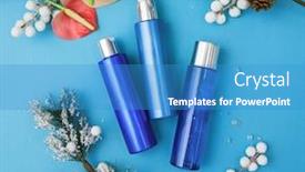  Presentation with makeup products - Slide set consisting of makeup-cosmetic-products-on-vivid background and a teal colored foreground