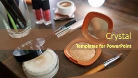  Presentation with makeup - Cool new PPT theme with makeup-cosmetic-set backdrop and a tawny brown colored foreground