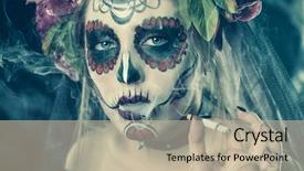  Presentation with sugar skull - Theme having makeup dia de los muertos background and a mint green colored foreground