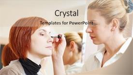  Presentation with application - Amazing slide deck having makeup eye mascara application backdrop and a lemonade colored foreground