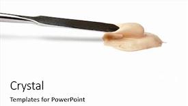  Presentation with foundation - Slide set featuring makeup foundation and spatula on white background background and a white colored foreground