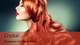  Presentation with long hair - Colorful slide set enhanced with makeup hairstyle - fashion red haired girl portrait backdrop and a red colored foreground