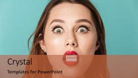  Presentation with brown paper history - Theme having makeup holding in her mouth background and a red colored foreground