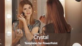  Presentation with makeup fashion model applying lipstick - Slides having makeup in front of mirror background and a tawny brown colored foreground