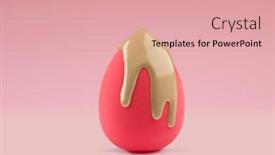  Presentation with cosmetics cream - Cool new PPT theme with makeup-liquid-foundation-pouring backdrop and a coral colored foreground