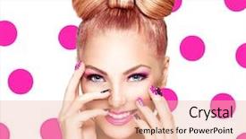  Presentation with nail art - Amazing slide set having makeup over polka dot backdrop and a coral colored foreground