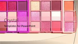  Presentation with colorful eye - Slide set consisting of makeup-palette-set-on-beige background and a coral colored foreground
