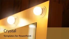  Presentation with light bulbs - PPT theme featuring makeup place with mirror and light bulbs background and a yellow colored foreground