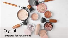  Presentation with makeup products - PPT theme enhanced with makeup products and brushes background and a light gray colored foreground