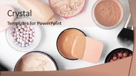  Presentation with makeup products - Slides with corrector - makeup products and brushes background and a lemonade colored foreground