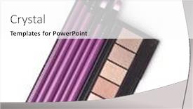  Presentation with makeup products - Colorful theme enhanced with makeup products brush and eyeshadow powder isolated on white background backdrop and a white colored foreground