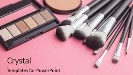  Presentation with makeup products - Cool new slides with makeup products brush and eyeshadow backdrop and a lemonade colored foreground