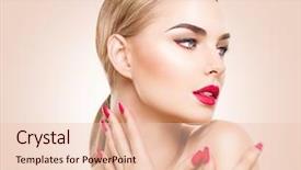  Presentation with nails manicure - Cool new PPT layouts with makeup red lips and nails backdrop and a lemonade colored foreground