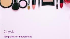  Presentation with makeup products - Cool new slides with makeup related products and tools backdrop and a sky blue colored foreground