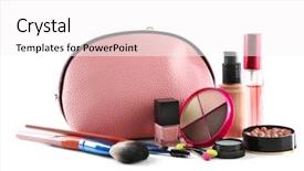  Presentation with brushes makeup - Theme featuring makeup set with beautician brushes and cosmetics isolated on white background and a white colored foreground