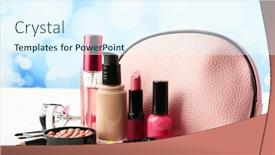  Presentation with brushes makeup - Slides enhanced with makeup-set-with-beautician-eyelash background and a sky blue colored foreground