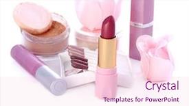  Presentation with makeup fashion model applying lipstick - Audience pleasing presentation theme consisting of makeup set with soap roses backdrop and a  colored foreground