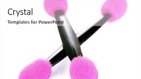  Presentation with brushes makeup - PPT theme having makeup sponge brushes for foundation isolated on white background and a white colored foreground