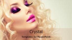  Presentation with long hair - Beautiful slide deck featuring makeup vivid make-up purple backdrop and a coral colored foreground