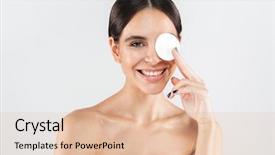  Presentation with indian woman face beauty - Beautiful PPT layouts featuring makeup with a cotton pad backdrop and a lemonade colored foreground