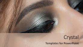  Presentation with dark vampire mouth makeup fashion - PPT layouts featuring makeup with eyeliner cosmetic eyeshadow background and a coral colored foreground