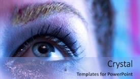  Presentation with beautiful young woman getting face - Beautiful slide deck featuring makeup with rhinestones body painting backdrop and a light blue colored foreground