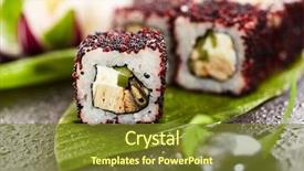  Presentation with cucumber cream - Amazing presentation design having maki sushi - roll made backdrop and a tawny brown colored foreground